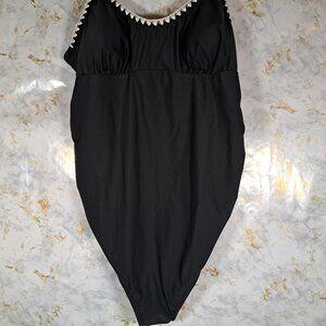 Cupshe Women's One-Piece Swimsuit Size Large Black Textured White New